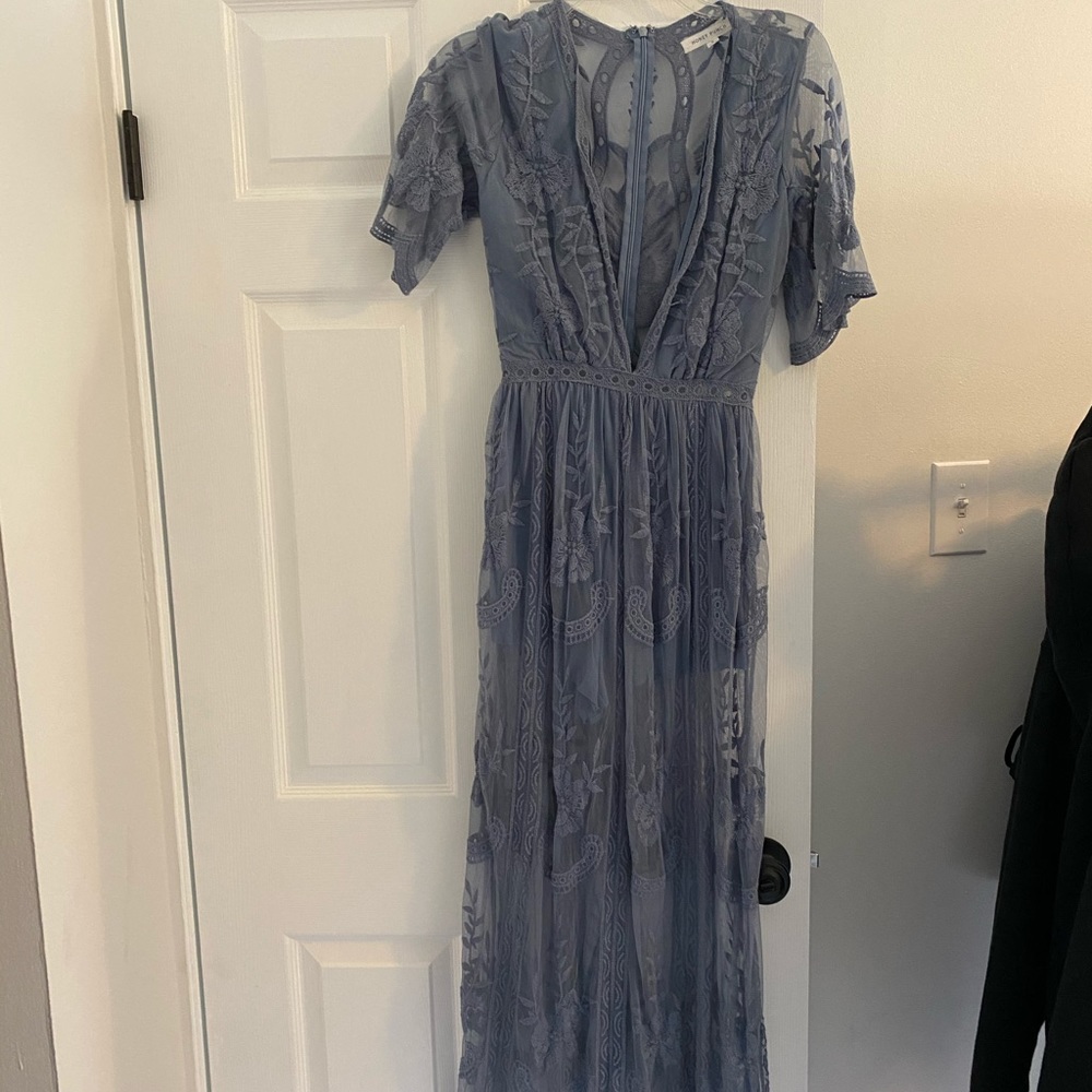 Light grey/blue romper dress Sheer lace detail